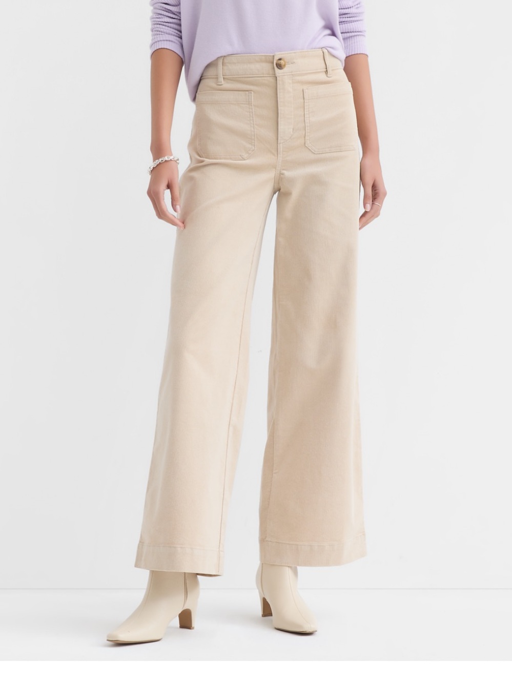 LOFT The Palmer Wide Leg Brushed Corduroy Almondine Pants Size 8P
